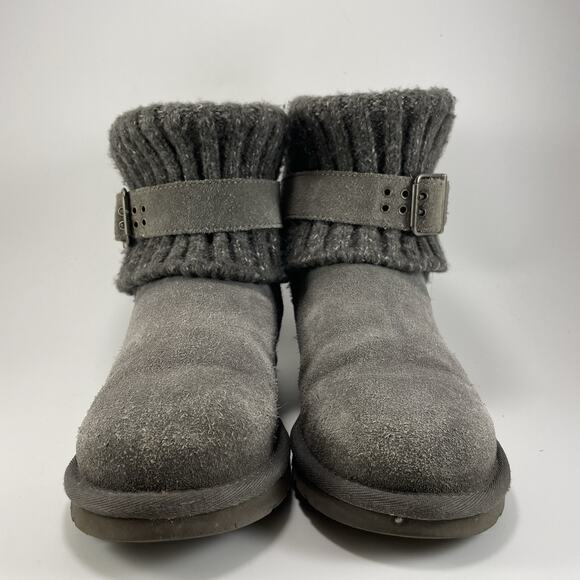 UGG Australia Cambridge Knit Suede 1006013 Sweater Boots Grey Womens Size 6 - Picture 2 of 11